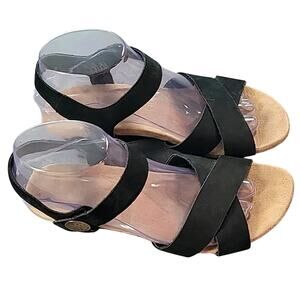 Bjorndal Darcy Black Leather Strappy Wedge Sandals 8M